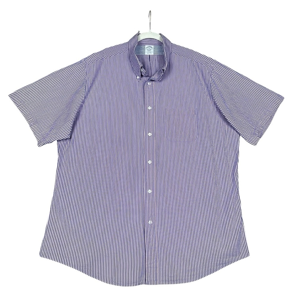 Brooks Brothers Regent Fit Striped Seersucker Classic Short Sleeve Shirt - XXL